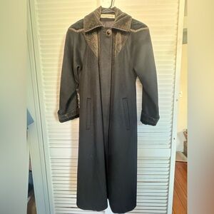 vintage 1990s Donnybrook wool coat with a velvet collar and cuffs
